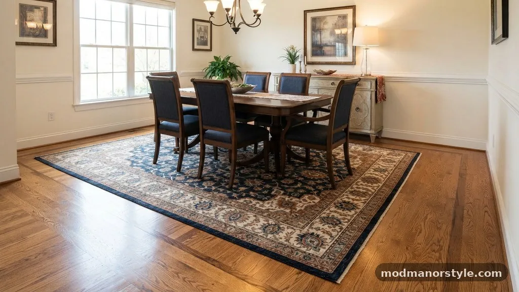 Adapting the Rule for Dining Rooms - The 18-Inch Bare Floor Border Rule: How Much Hardwood Should Show?
