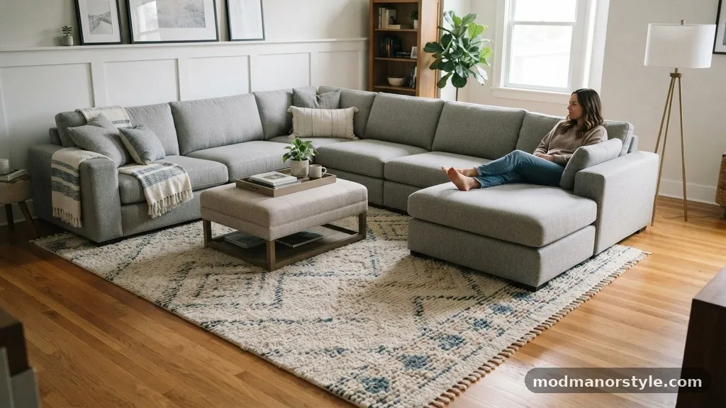 Addressing the Chaise Extension - Sectional Sofas on Area Rugs: Where Should the L-Shape Chaise Rest?