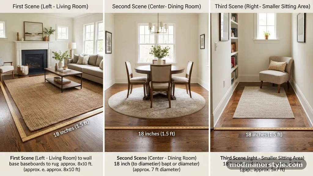 Applying the Rule in Different Room Sizes - The 18-Inch Bare Floor Border Rule: How Much Hardwood Should Show?