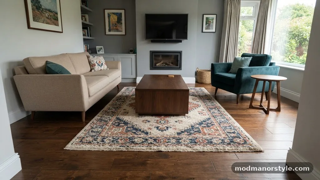 Can Floating Living Room Furniture Sit Completely Off the Rug?
