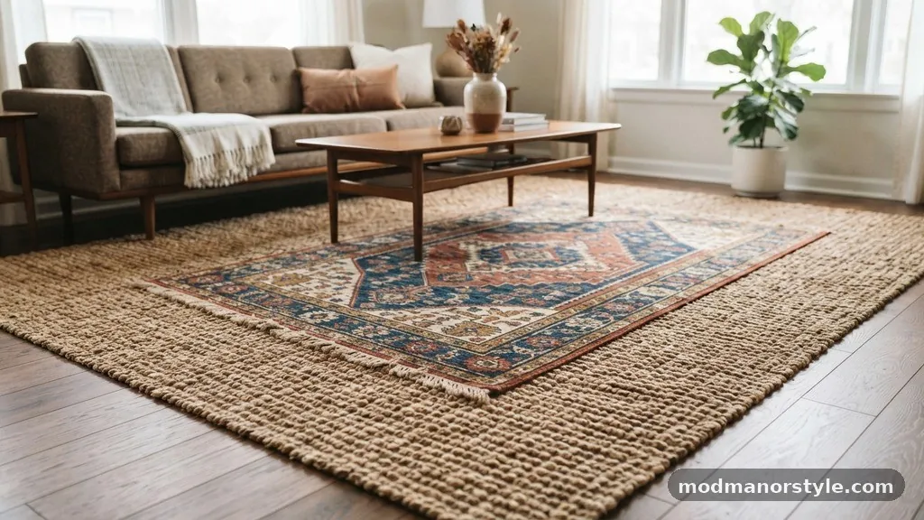 Choosing the Right Jute Base - How to Layer a Smaller Patterned Rug Over a Large Neutral Jute Base