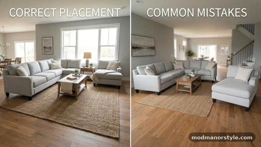 Common Mistakes to Avoid - Sectional Sofas on Area Rugs: Where Should the L-Shape Chaise Rest?