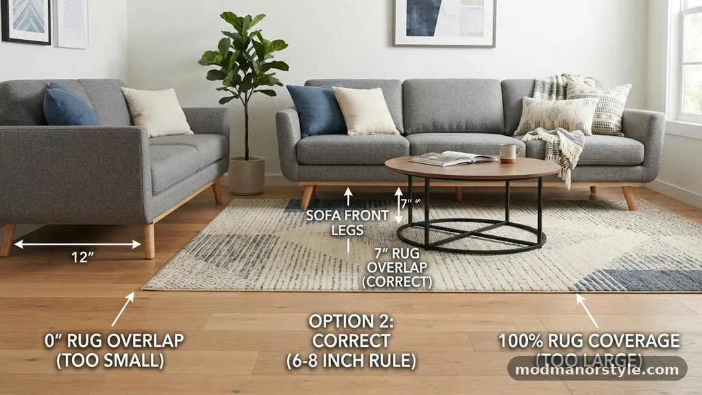Comparing Rug Placement Options - How Far Under the Couch Should the Front Legs Sit (6