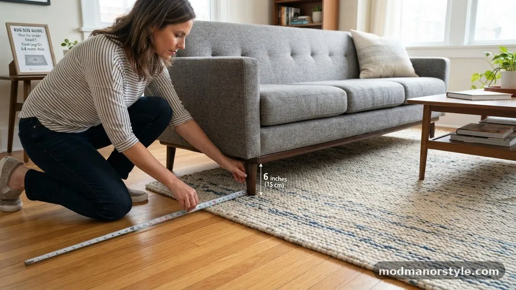 Measuring Your Space and Rug Size - How Far Under the Couch Should the Front Legs Sit (6