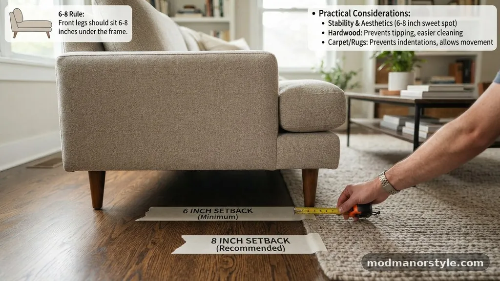Practical Considerations for Different Floor Surfaces - How Far Under the Couch Should the Front Legs Sit (6