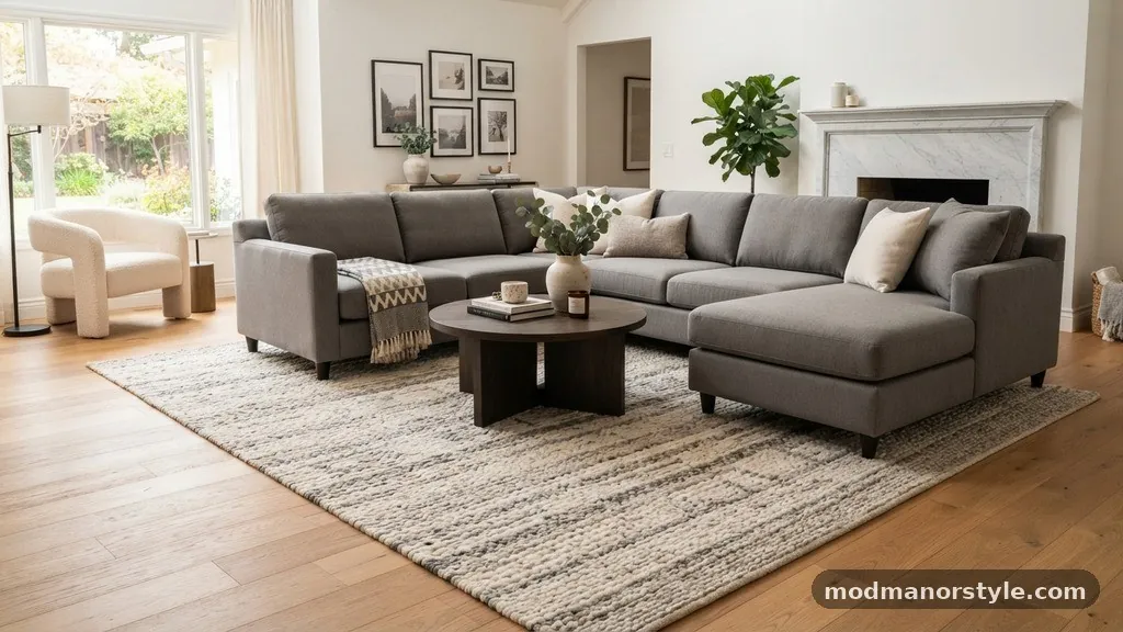 Sectional Sofas on Area Rugs: Where Should the L-Shape Chaise Rest?