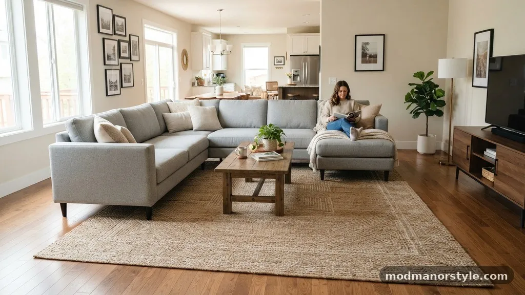 The Core Placement Rule - Sectional Sofas on Area Rugs: Where Should the L-Shape Chaise Rest?