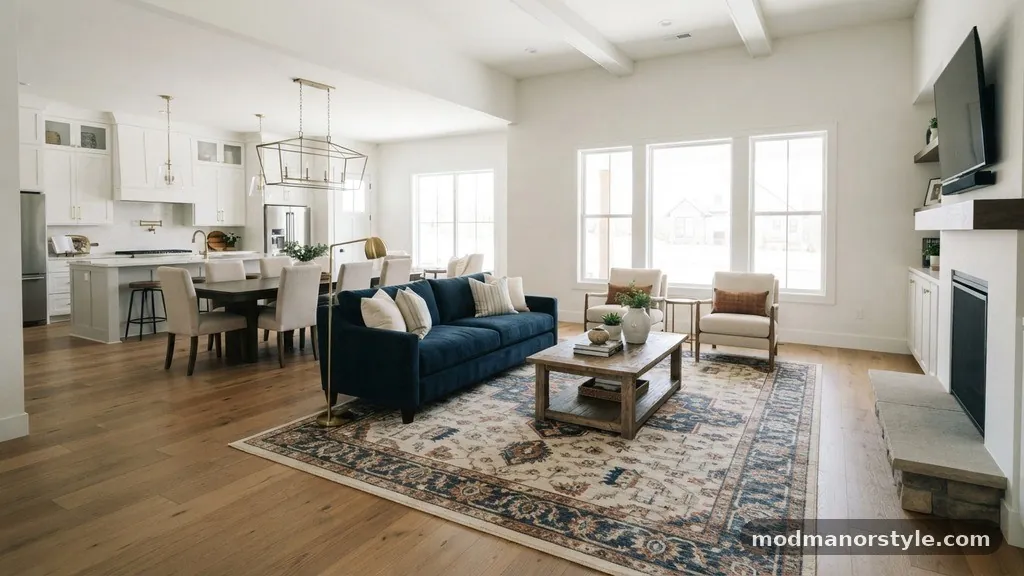 Visual Weight and Color Coordination - Can You Put an 8x10 Rug in an Open Concept Great Room?