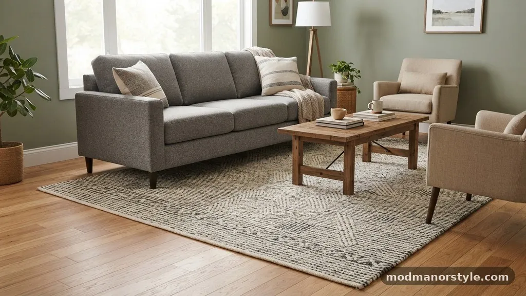 When to Consider a 9x12 Rug - What Size Rug Fits Under a Standard 84-Inch 3-Seater Sofa?