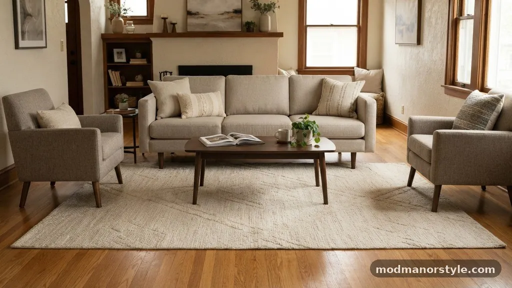 Why 8x10 is the Industry Standard - What Size Rug Fits Under a Standard 84-Inch 3-Seater Sofa?